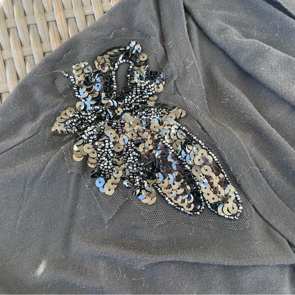 Soprano Black Shirt with Beaded Shoulder Detail Size L - Picture 10 of 12